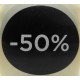 Diámetro 35 mm etiqueta "50 %" fondo negro
